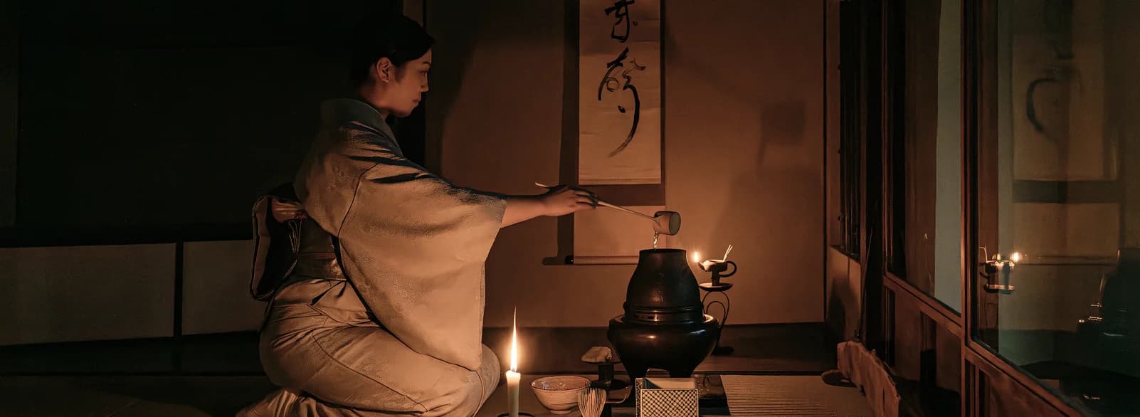 Interior of the cafe with wooden tables and chairs