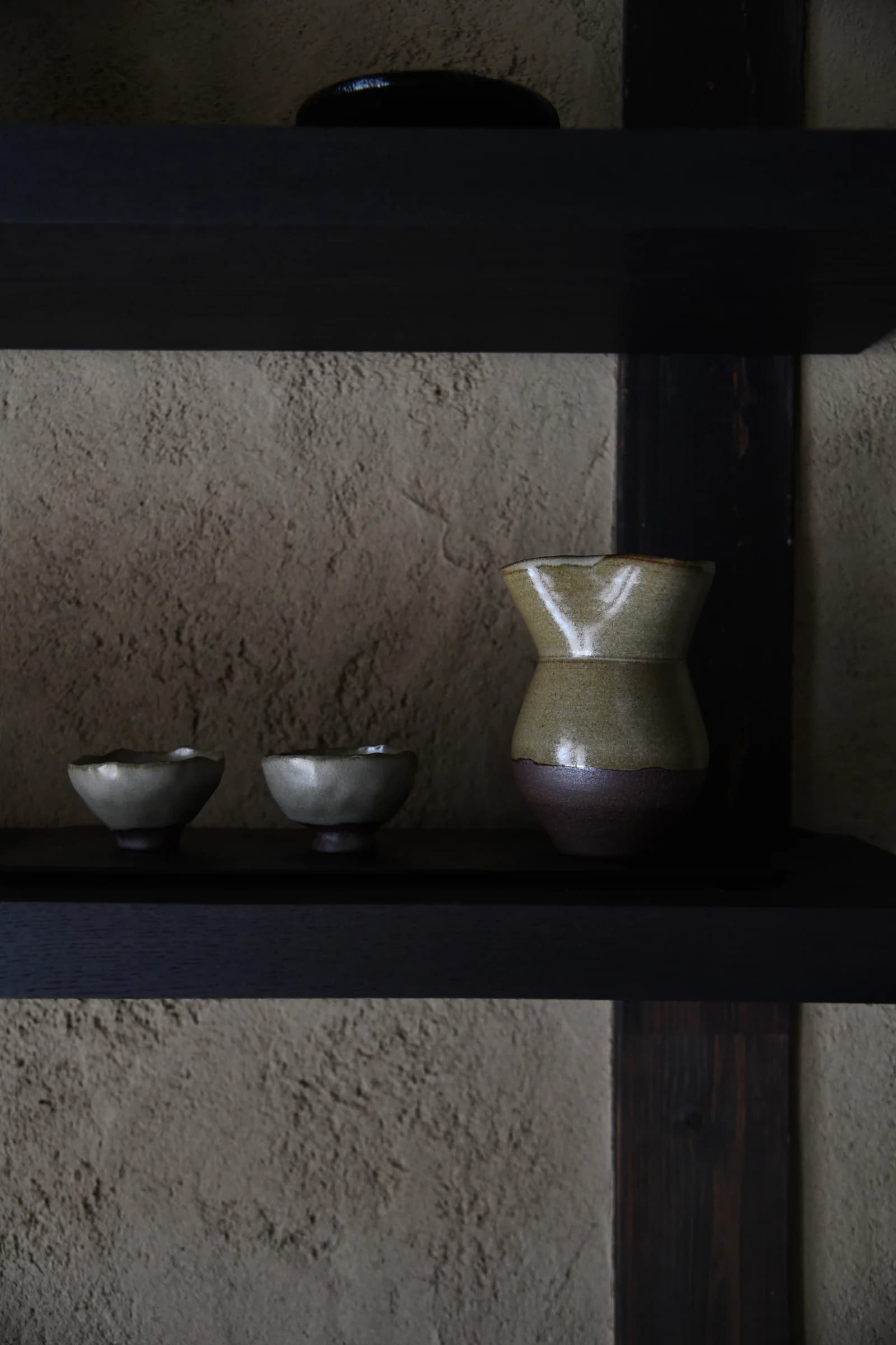 Sake vessel and cup by Andrew Saito