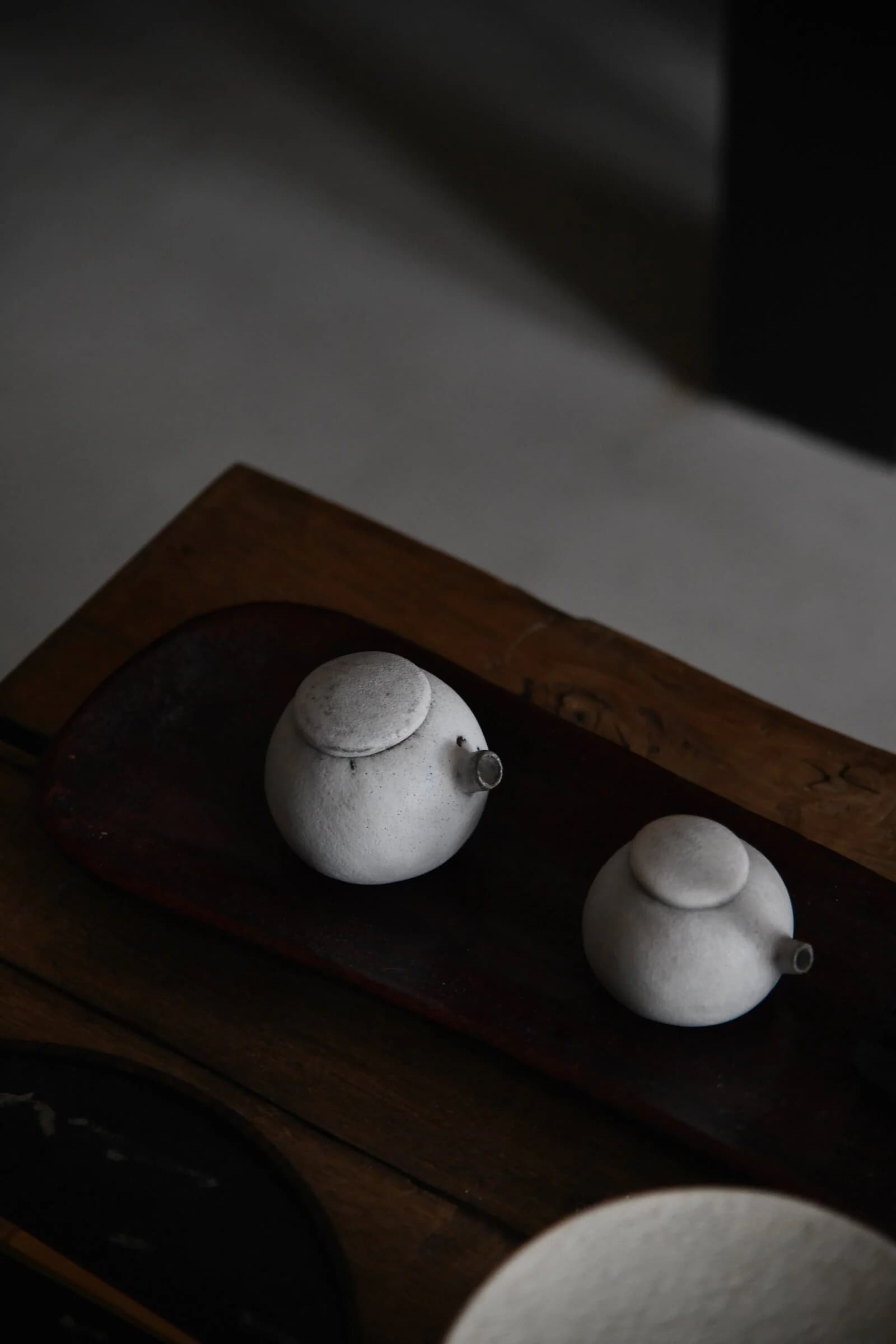 Stoneware soy sauce and olive oil cruet