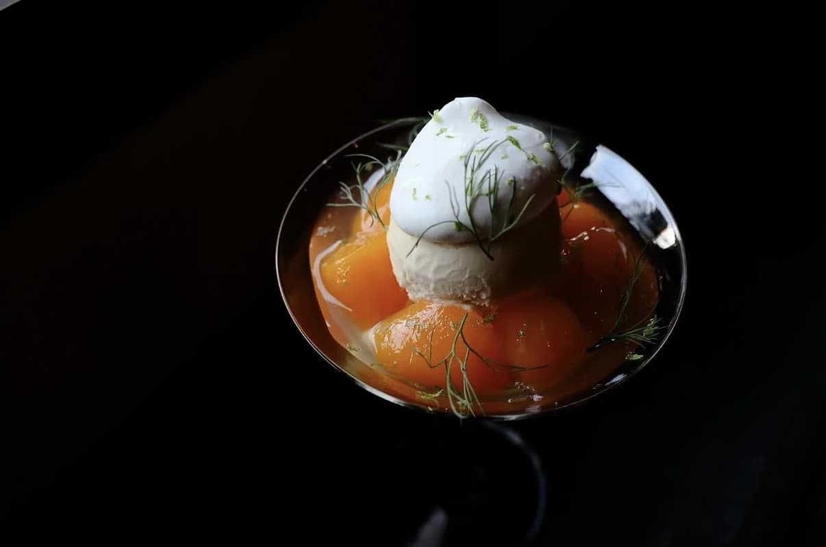 Tama's seasonal parfait, layered with Kyoto fruit